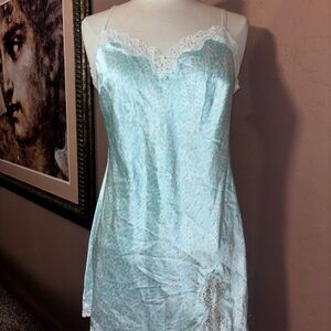 Vintage Victoria's Secret Light Blue Lace Chemise size Small